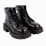 Кожаные ботинки чёрного цвета с контрастной отстрочкой нк шнуровке